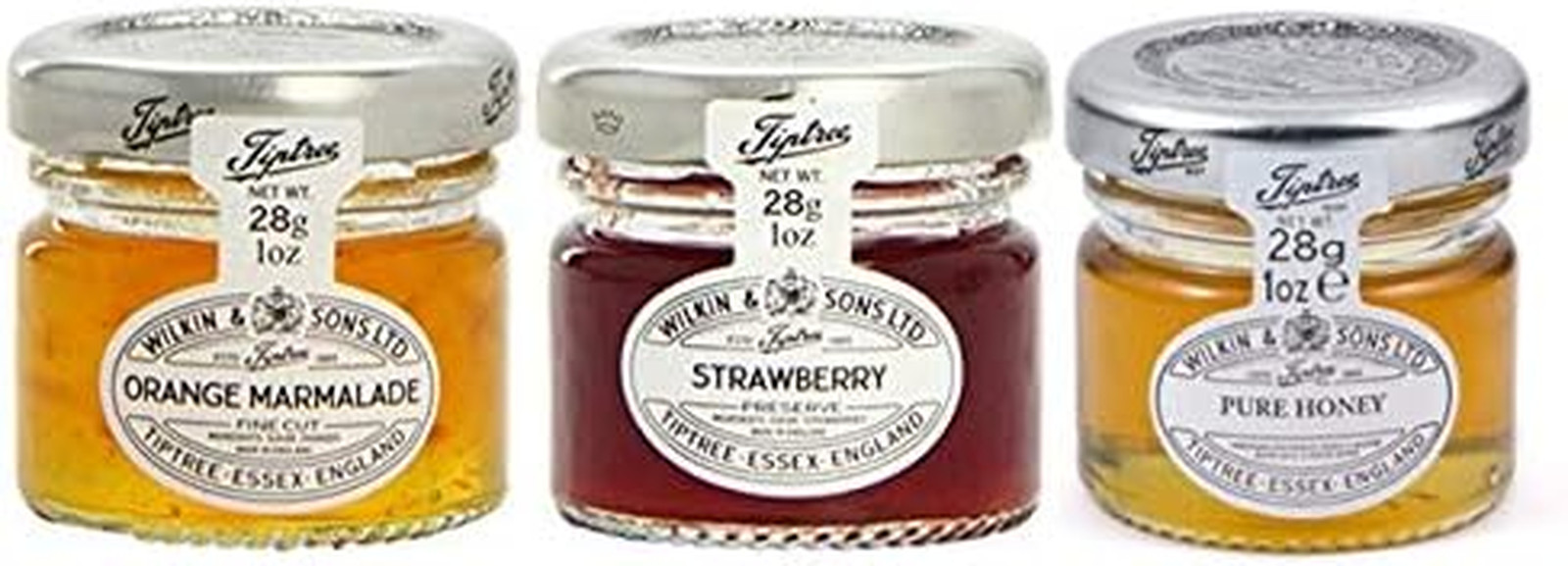 Mixed Pack - Wilkin & Sons of Tiptree Strawberry / Honey / Orange Marmalade Pres