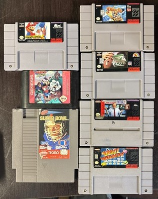 Nintendo Games Lot 7 Tecmo Bowl Mario Fun W Letters Pinocchio Goofy Madden More