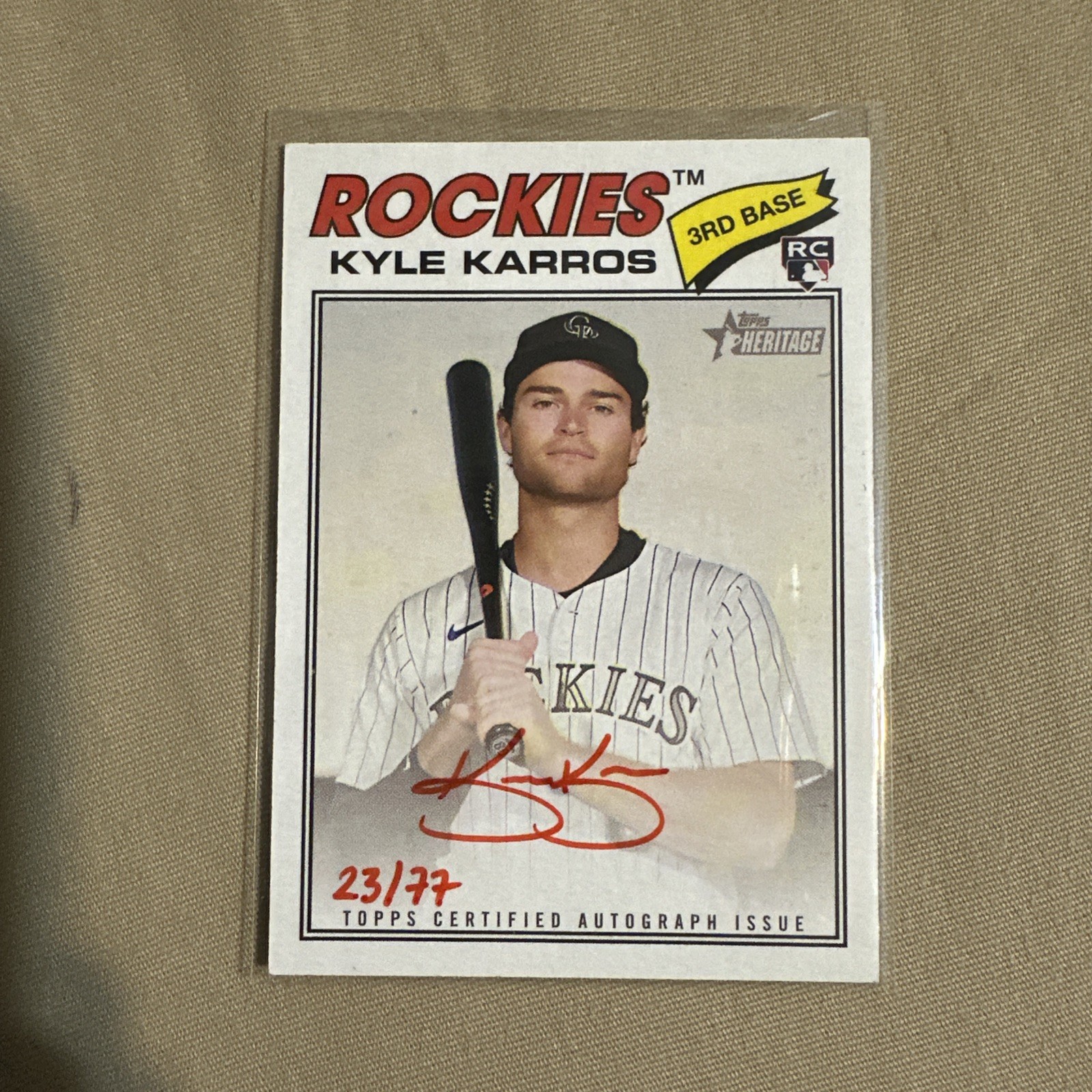 2026 Topps Heritage Kyle Karros Rookie REAL ONE Red Ink Auto ROA-KK #D/77