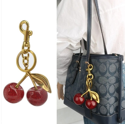 1pcs Red Cherry Pendant Keychain   Summer Fruit Charm for Bags & Keys - NEW