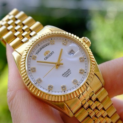 Rare Orient President Day Date SEV0J001WY Automatic Diamond White