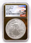 2025 $1 Silver Eagle Early Release NGC MS70 Vegas Label Gold Foil 1 of 2000