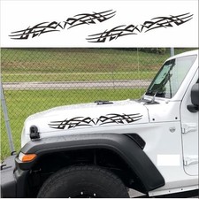 Fashion Racing Stripes car Stickers Creative Flame Totem Decorative Hood Black