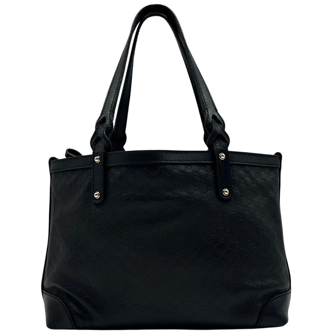 GUCCI Tote Bag GG Shima Micro Leather Black Vintage Excellent Condition thumbnail 3