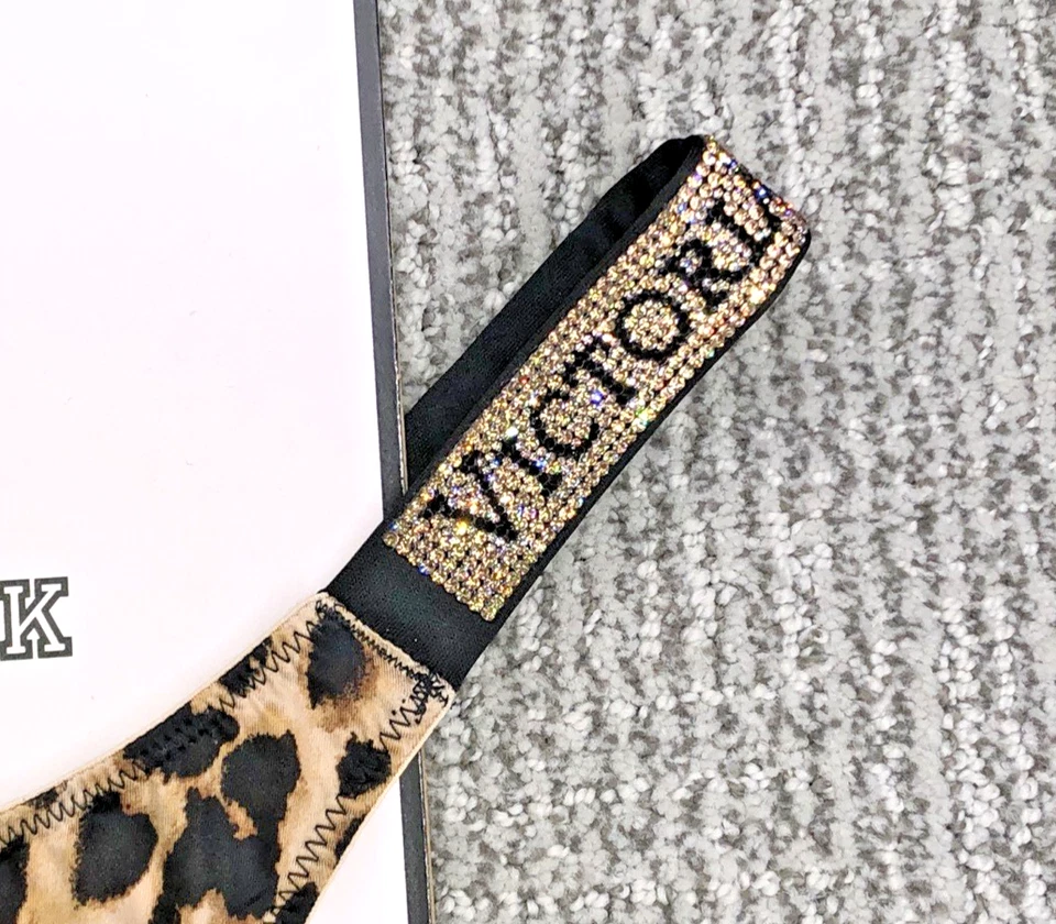 Braguita brasileña Victoria's Secret muy sexy nueva con etiquetas XL estampado de leopardo correa brillante Foto 2 de 4