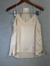 Cami NYC XS Silk Lace Trim Camisole Blush Pink Nude 100% Silk Lingerie Aesthetic
