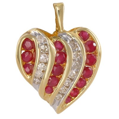 Ruby 13 Diamonds .20 Carat T.W. 10K Yellow Gold 2.5g (PZ2001350)