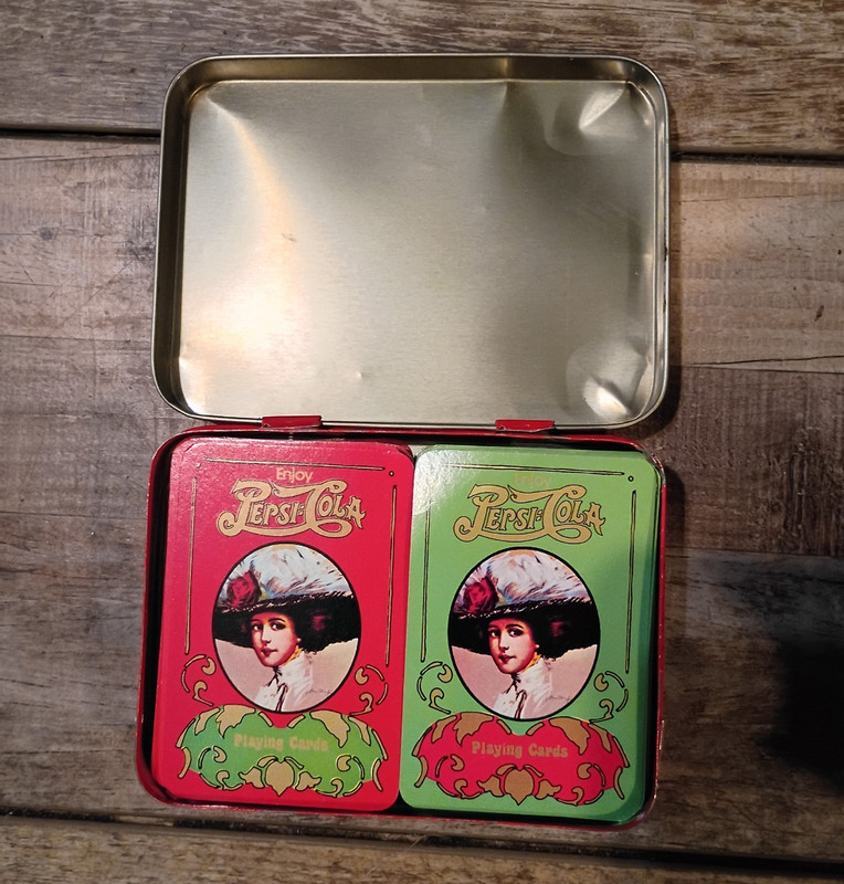 Pepsi Soda Playing Card Set Metal Tin w/ 2 Decks & Joker Cards