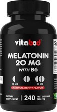 Melatonin 20mg High Potency Natural Sleep Aid Berry Flavor 240 Fast Dissolve TAB