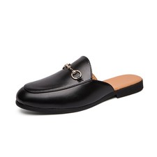 Mules for men Flats Round Toe Mule Backless Slides Slip On Loafer Shoes