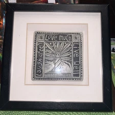 Marsha McCarthy-Original  Tile-Framed Love much live well laugh often  -4" Sq.