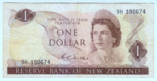 1967 New Zealand 1 Dollar Elizabeth 190674 Paper Money Banknotes Currency