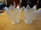 Fenton Art Glass Pink Chiffon Opal Opalescent Tulip Iridescent Candle Holders