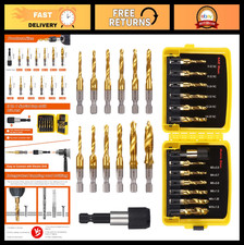 13PCS Titanium Drill Tap Set - HSS SAE  Metric Bits, Quick Change Adapter, 3-in