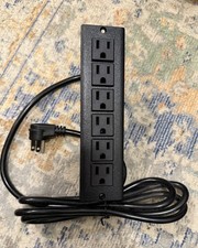 6 Outlet Mountable Power Strip Right Angle Plug ETL Listed 12A 125V Black
