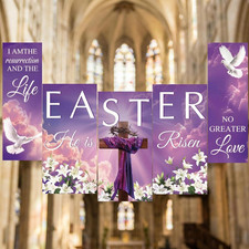 5-Pack 3x6 Ft Easter Church Banners with Scripture for Worship Events