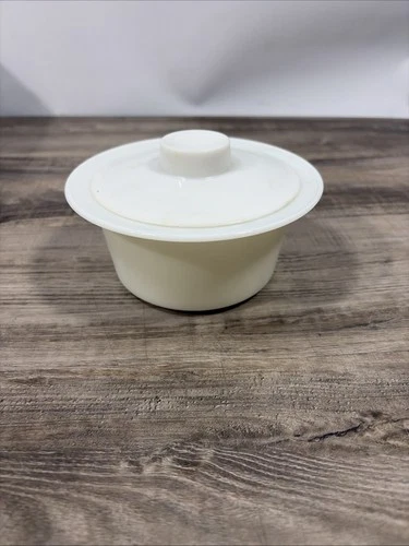 Vintage 1970’s Milk Glass Pyrex Corning #75 Round Butter Dish with White Lid