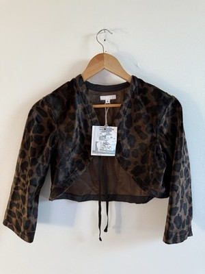 Engineered Garments bauchfreies Oberteil Damen Größe 0 UK 6 Leopardenmuster neu mit Etikett