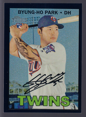 2016 Topps Heritage Chrome Black Refractor Parallel #708 Byung-Ho Park RC 29/67