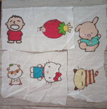 sanrio hello kitty fun fabric scrap 3 to 4.5 inch 6 character 3pc #1004