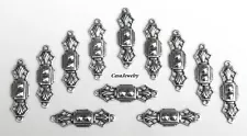 #1484 ANTIQUED .925 STERLING SILVER PLATED ART DECO 2 RING CONNECTOR - 12 Pc Lot