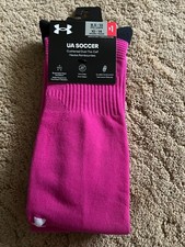 UA Under Armour Over the Calf OTC Soccer Socks Pink White Black Large