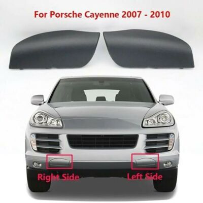 Pair Of Front Bumper Tow Hook Cover Caps – For Porsche Cayenne 2008-2010 – Unpainted Plastic
