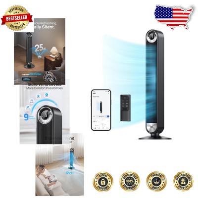 Ultra-Quiet 42'' Bladeless Tower Fan - 9 Speeds with Alexa & Google Control