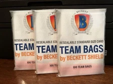 Beckett Shield Team Bags Resealable Sleeves 3 Packs of 100 - 300 Total