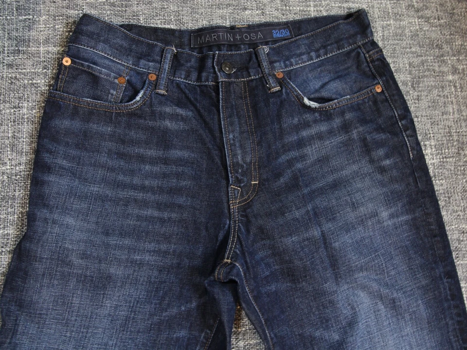 Hombre MARTIN + OSA Vaqueros Rectos Denim Oscuro Azul Oscuro, Pantalón Talla 32 X 30 Foto 2 de 4