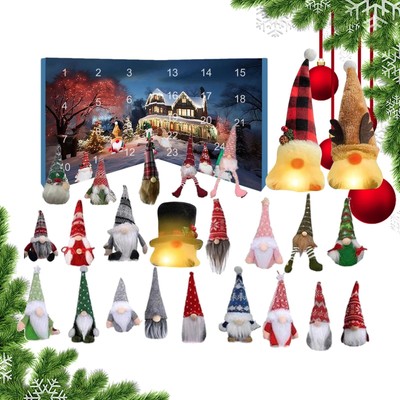 Christmas Glowing Gnome Advent Calendar 24PCS Gnome Decor Xmas Gonk Countdown