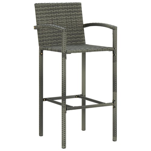 Bar Stools 2 pcs Grey Poly Rattan W0H5 - Picture 2 of 8