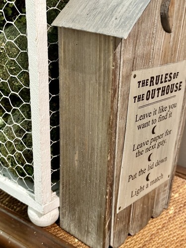 "Rules Of The Outhouse"Miniature Replica Primitive Outhouse Wall Hanging Rustic - Picture 7 of 12