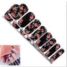 Jaysea Nails Polish Strips Color Black Pumpkin Rose Street Nail Art Wraps - B4G1