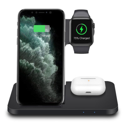 3in1 Kabelloses Ladegerät Ladestation Dock für Apple Watch 9 8 iPhone 15 14 13
