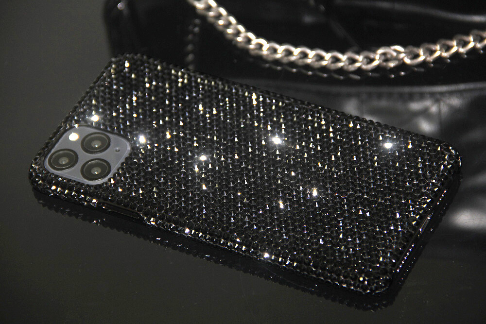 Korean INS Black Epoxy Glittering Stars Artificial Gems Case for iPhone 15  14 13 Pro Max Back Phone Cover for 12 11 Pro Max Capa - AliExpress