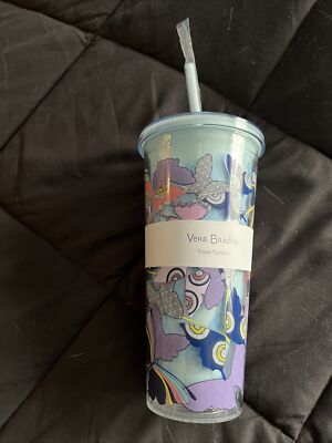 Vera Bradley Double Wall Tumbler With Straw 25160-x49 Butterfly