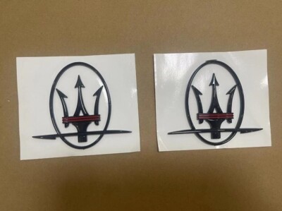 2x for Maserati Quattroporte GT Ghibli Levante RH&LH  glossy black red Emblems-