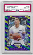 2019-20 PANINI-PRIZM JUSTIN JAMES CHOICE PRIZM-BL/YLW/GRN RC #295 PSA GEM MT 10