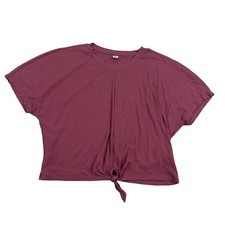 Old Navy Active Relaxed Fit Ribbed Tie Front Cropped Shirt Sz M Rayon Blend