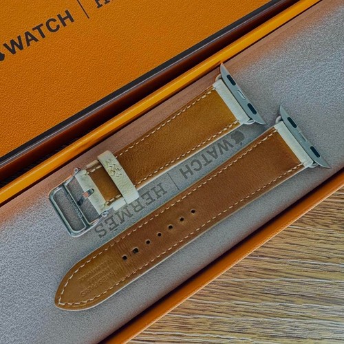 HERMES Apple Watch 41/40/38mm White Leather Band Single Tour without Box - Picture 2 of 6