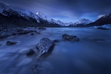 Landscape nature photography lake mountains snow sunrise Custom Gaming Mat Desk