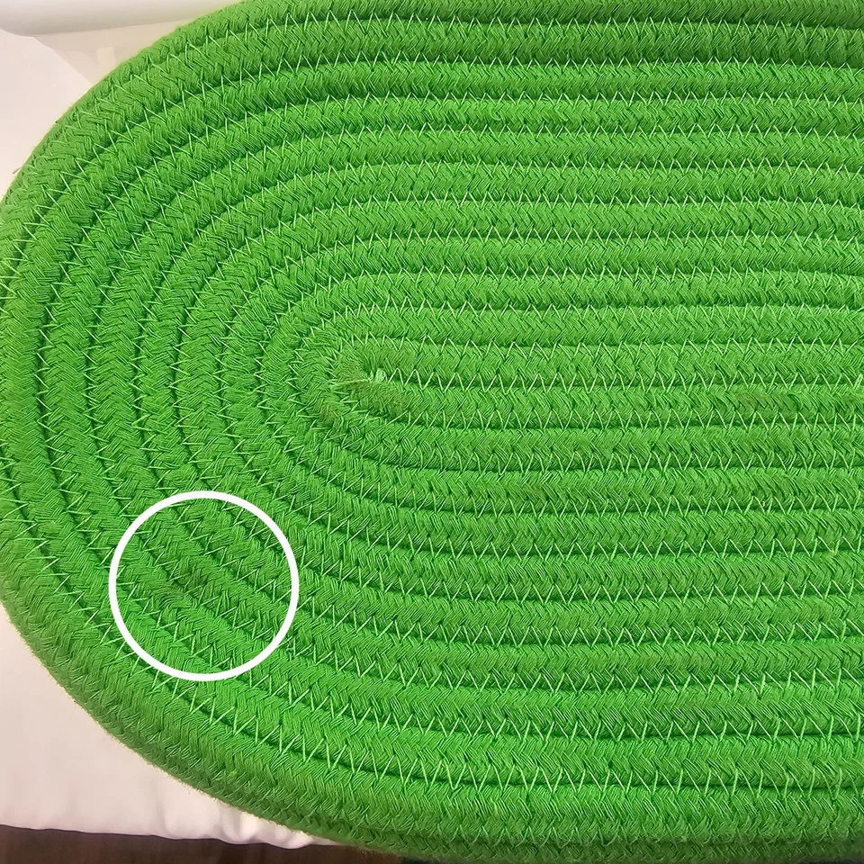 Handmade Fabric Rope Coil Basket Variegated Green Storage Home Decor (x4) Medium - Image 3 of 4