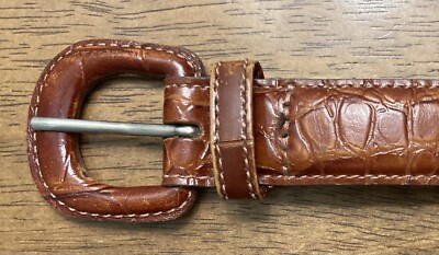 Lejon Vintage Brown Steerhide Alligator EmbossedLeather Belt  display picture 1