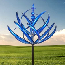 Wind Spinner Blue Kinetic Sculptures Windmill For Outdoor Garden Decor Gift