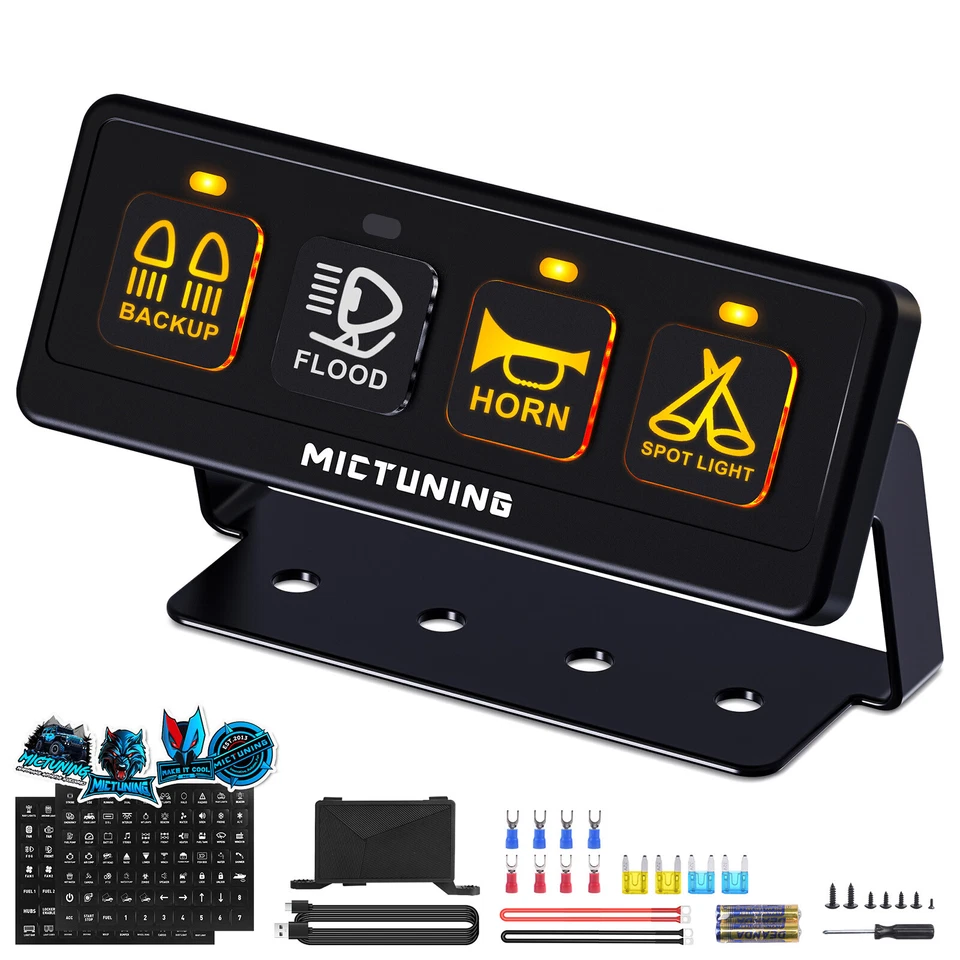 MICTUNING Wireless 4 Gang Switch Panel Circuit Control Relay Switch Box 12v 24v - Image 2 of 4