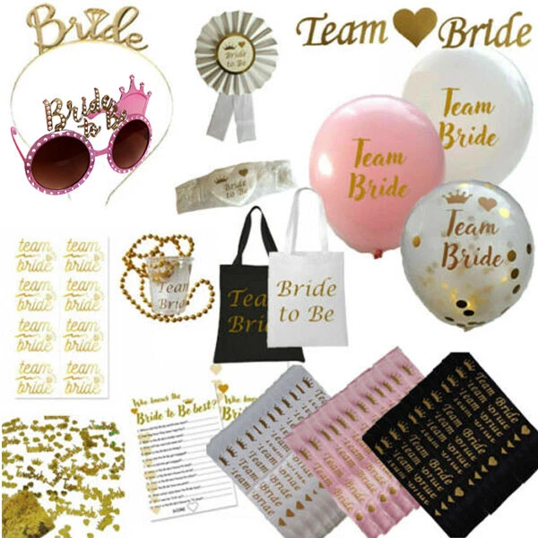 TEAM BRIDE HEN PARTY NIGHT DO BRIDE TO BE SASHES VEIL ROSE GOLD ACCESSORIES  LOT