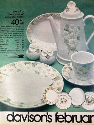 Atlanta GA Print Ad 1980 AJC Davison s Dinnerware Set Metlox Daisy