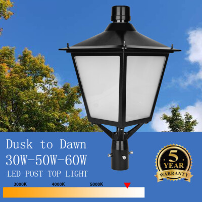 60W-50W-30W LED Post Top Pole Light Fixture Outdoor Parking Lot Yard Street Lamp