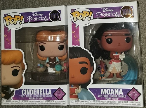 Funko POP! set of 2 Cinderella 1015 Moana 1016 new disney princess lot ultimate